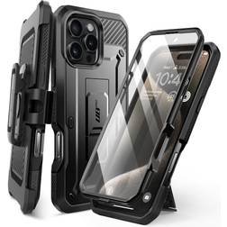 Supcase Fodral för iPhone 16 Pro Max 2024 med Skärmskydd, [integrerat Stativ och Bältesklämma] Robust och Hållbart 360-graders Skyddande Hårt Fodral för iPhone 16 Pro Max (Svart)
